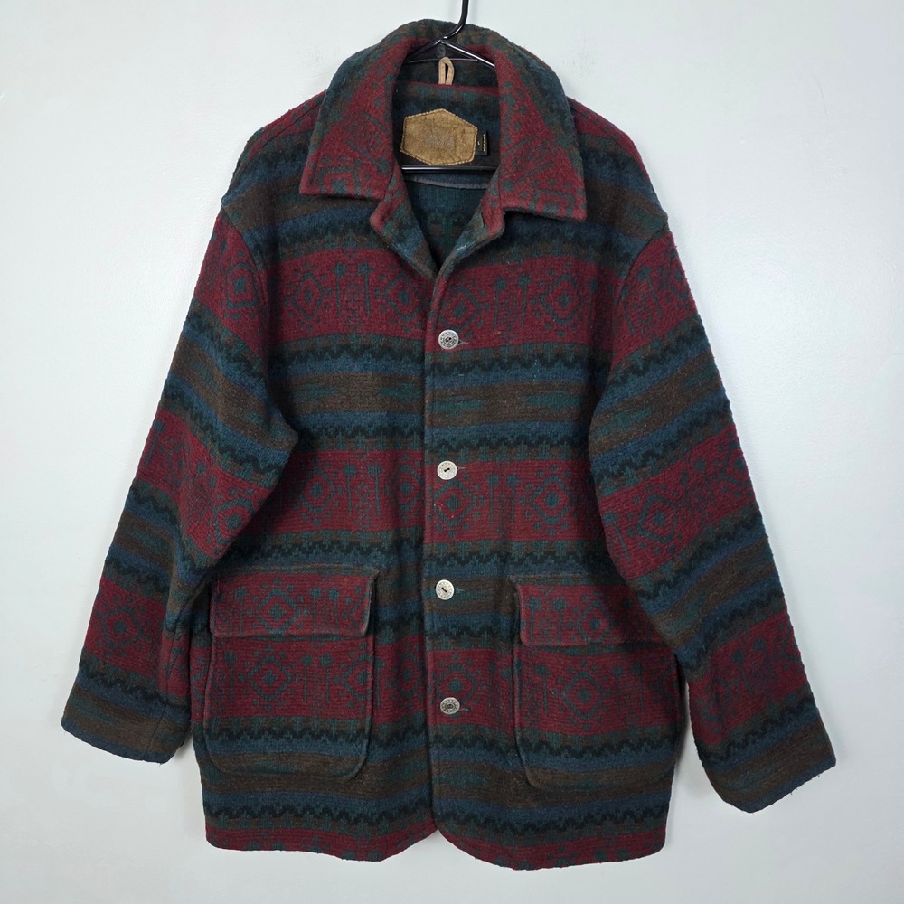 Woolrich Navajo Wool Blend Barn Aztec Chore Coat Jacket Mens Large USA Made